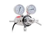 Регулятор баллонный с нагревом AMFLO R198CG-2M-220 (CO2)  220V 190W никелированная латунь  с 2-мя манометрами, давление на входе до 150 бар. PRV. произв 14м3/час / Regulator R198CG-2M-220